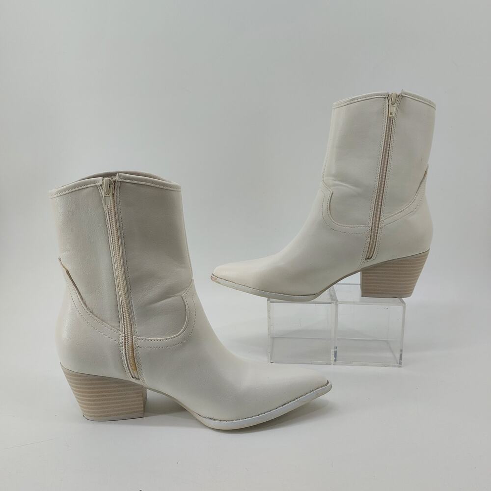 Altar'd State White Western Boot Rhinestone Fringe Ankle 8 - Picture 6 of 11